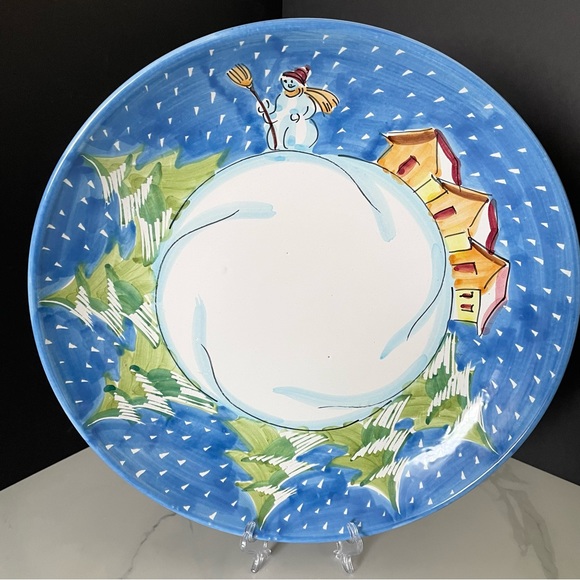 14" Large Snowman Platter by Vietri - Picture 1 of 6